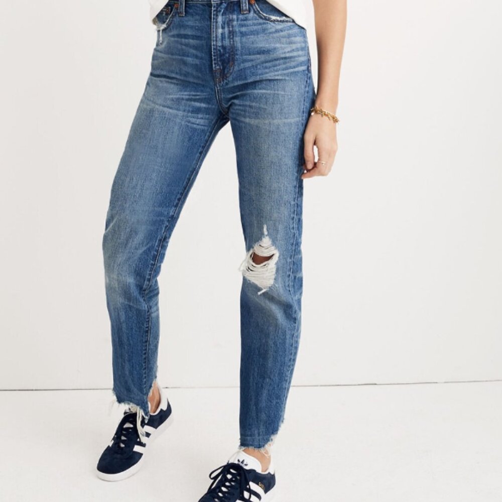 Madewell The Perfect Summer Jean: Destructed Edition Distressed Cropped Sz 31